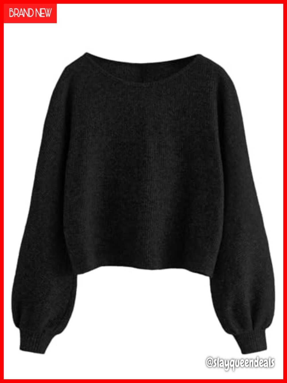 SweatyRocks Women's Rib Knit Crop Top Long Sleeve Crewneck Pullover Sweater